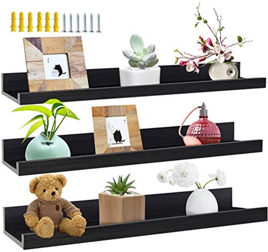 Wandplank zwevend Bark, blinde houten plank set van 3 Wandplank zwevend Bark, blinde houten plank set van 3