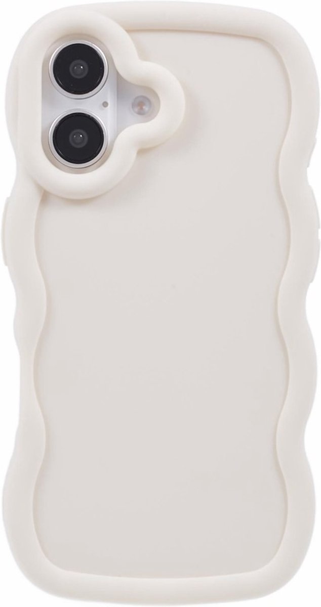 Hoesje geschikt voor Apple iPhone 17 - Phonesta Wavy Silicone Back Cover - Beige