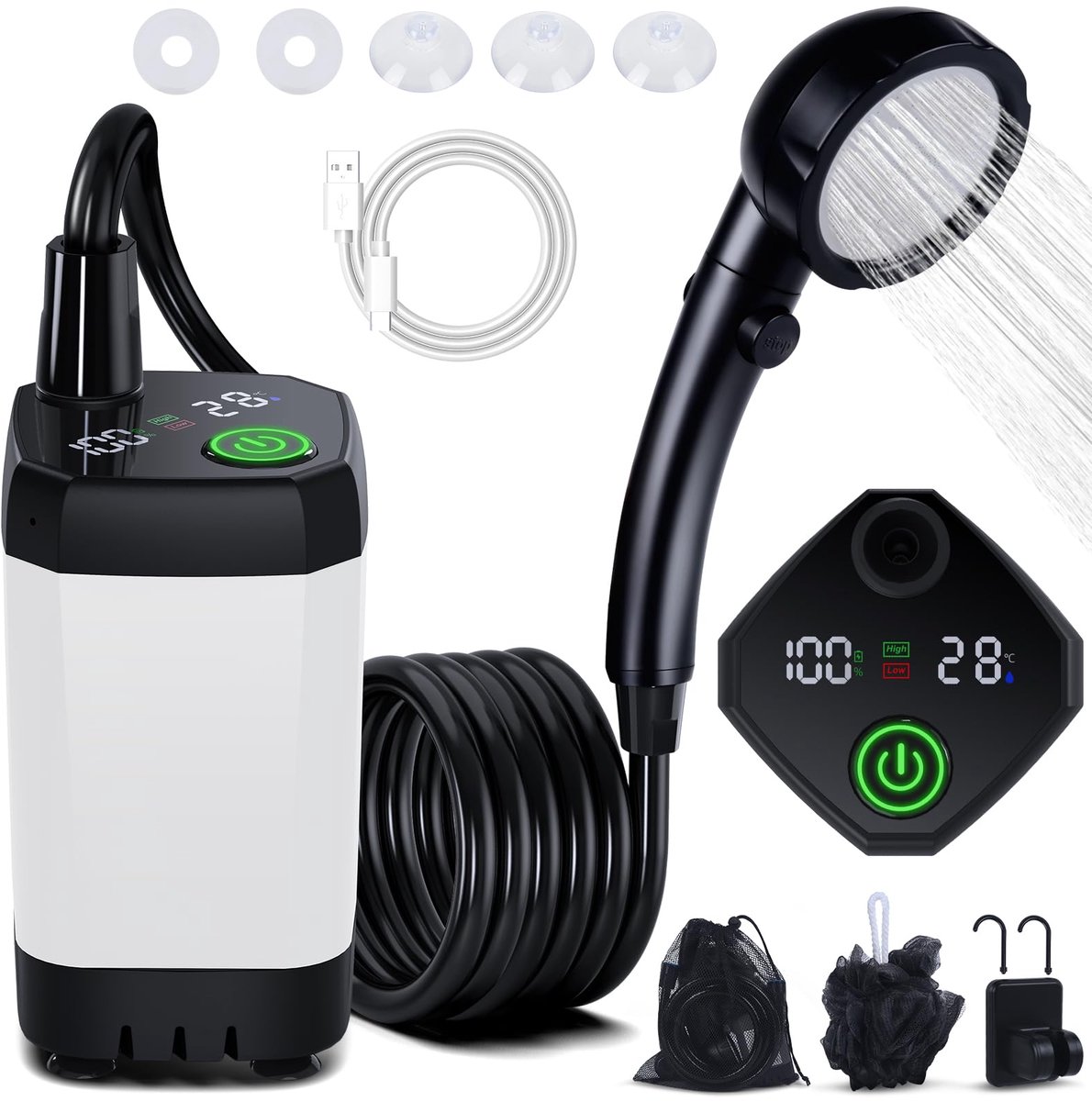 Azomor® Draagbare campingdouche met krachtige batterij en veelzijdige toepassingen