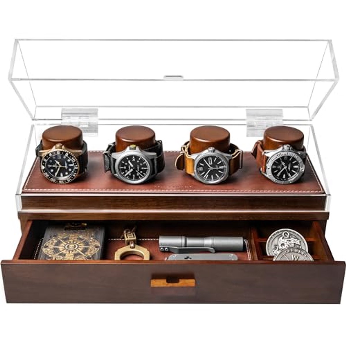 Heren Horloge Display Case - Houten Horloge Organizer voor Mannen - Perfect voor Verjaardagscadeaus