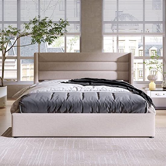 Gestoffeerd Fluwelen Bed 90x200cm - Eenpersoonsbed Met 2 Lades En Lattenbodem Beige