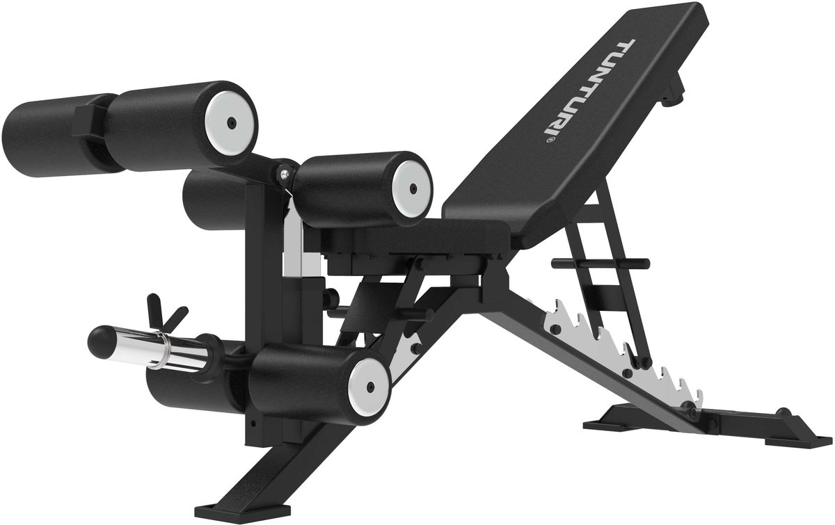 Tunturi Platinum Halterbank - Verstelbare fitnessbank en beentrainer - Multifunctionele trainingsbank - V-series