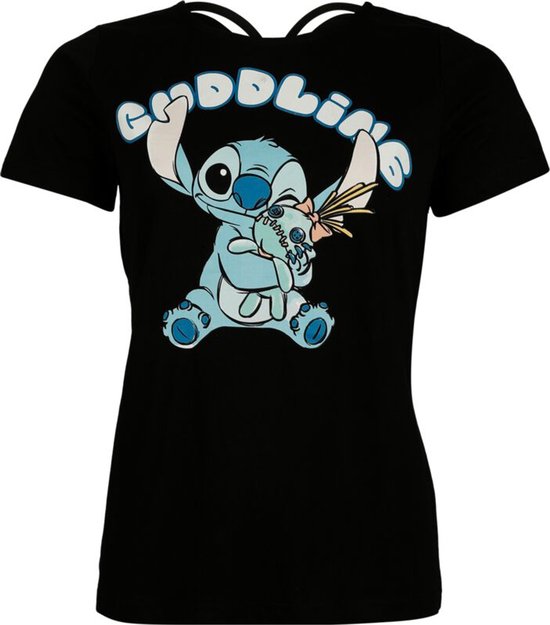 Lilo & Stitch Cuddling Dames T-shirt - zwart - XL