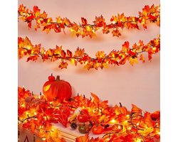 Traumheim Herfst Esdoornblad Lichtsnoer - 3 m - 31 Leds - Esdoornblad - slinger - Herfstkrans Lichtslinger - Bladerslinger - Halloween Decoratie - met stekker - voor Halloween - Binnen - feest - Bruiloft - Kerstmis - Oogstfeest - Tafeldecoratie