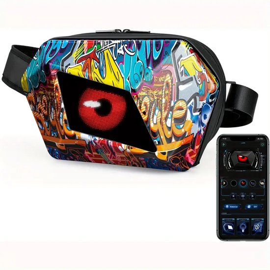 LED Verlichte Crossbody Tas - Pixelverlichting - Bluetooth - Waterdicht - Modern Rugzak - Meerkleurige LED Ogen - Motor - Ultieme Zichtbaarheid - Met APP Bedienbaar