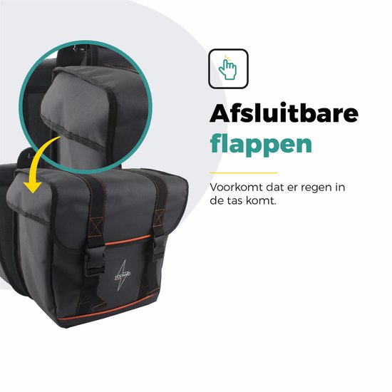 Voltano Dubbele Fietstas Premium Afgeschuind - Zwart - 44 Liter - 100% Waterdicht - Fietstassen Electrische Fietsen