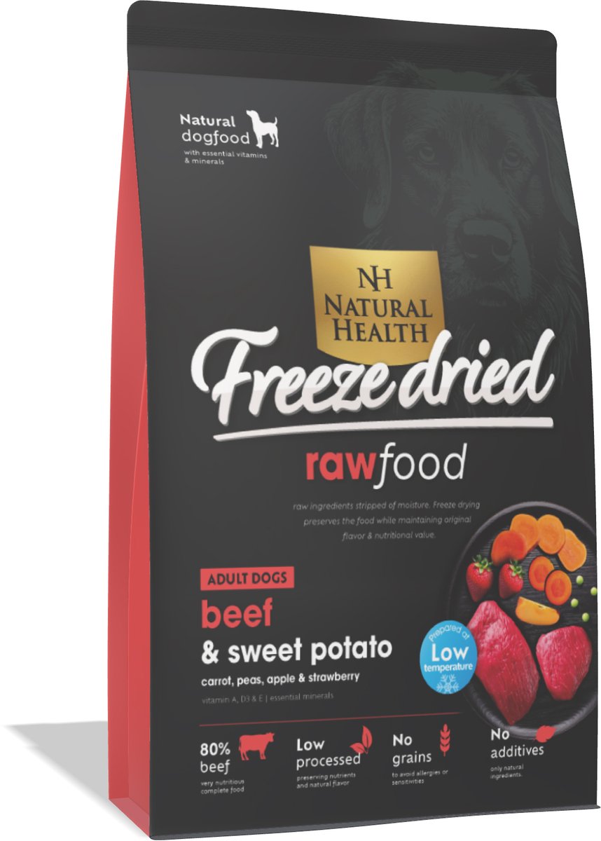 Natural Health hondenvoer Grainfree Freeze Dried Beef 400 gram - Hond