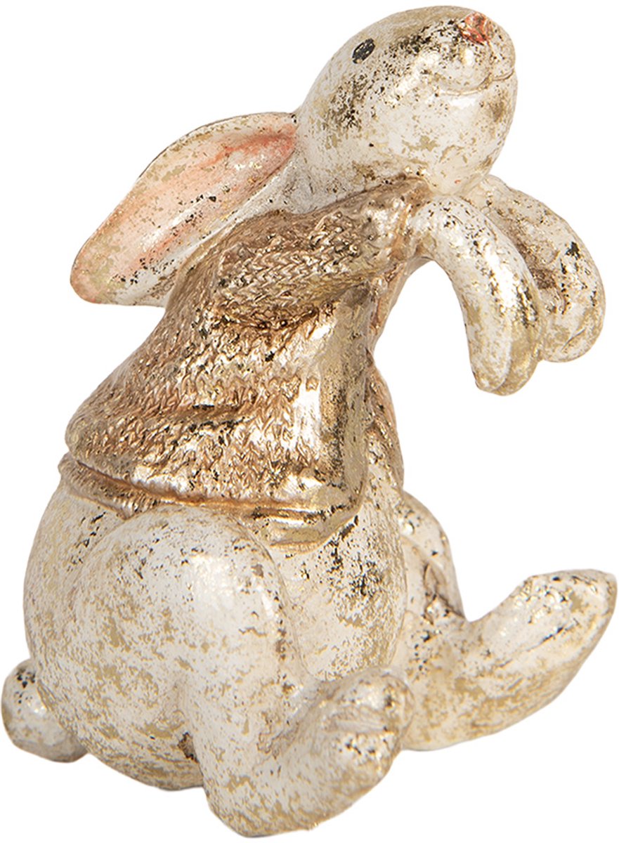 Decoratie Beeld Konijn 6x5x7 cm Beige Kunststof