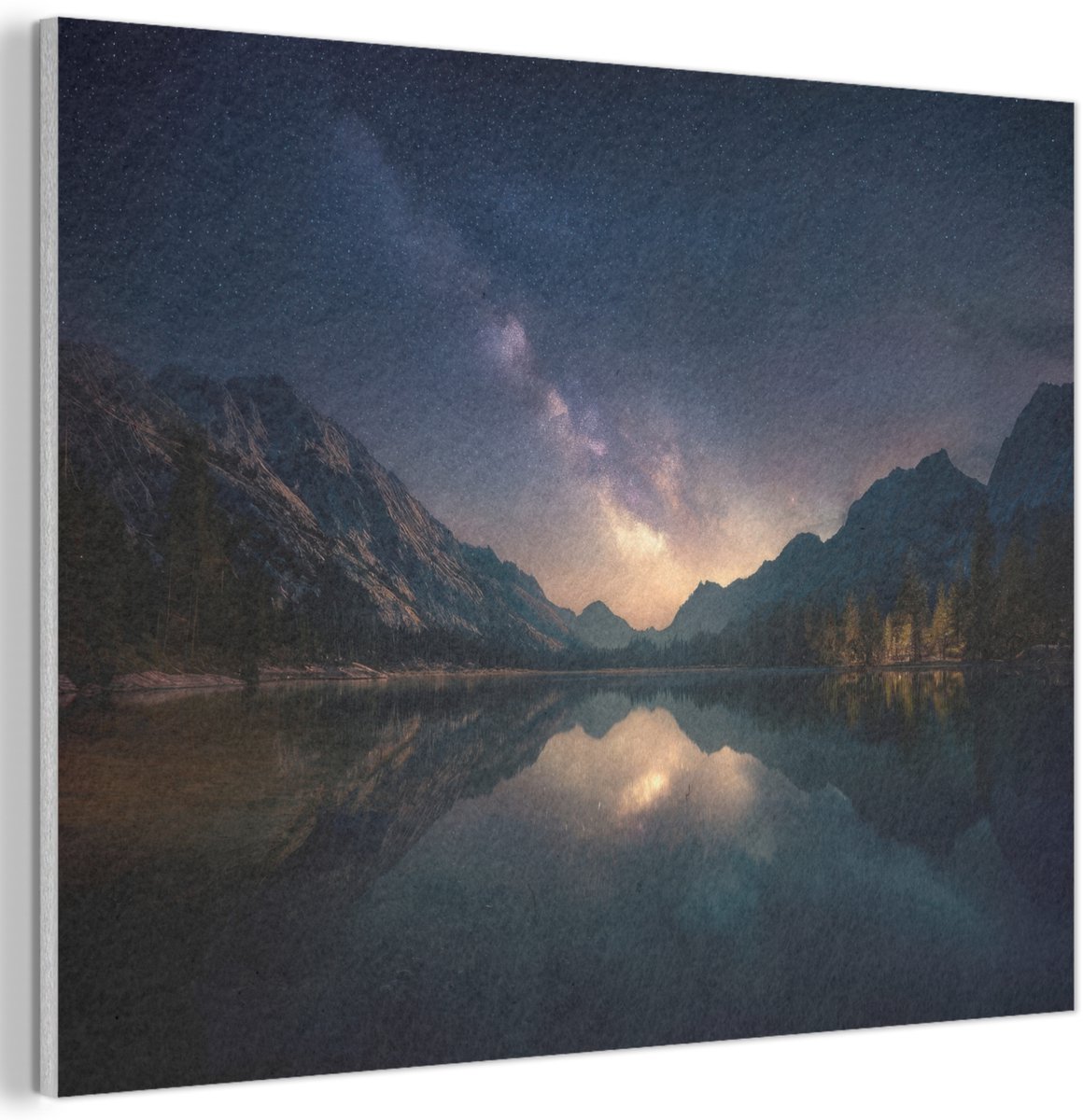 Akoestisch wandpaneel 70x50 cm - Vilt schilderij Kristalhelder meer - Bergen - Bergen - Akoestische panelen - Geluidsdempende wanddecoratie - Geluidsisolatie woonkamer - Muurdecoratie geluidspanelen