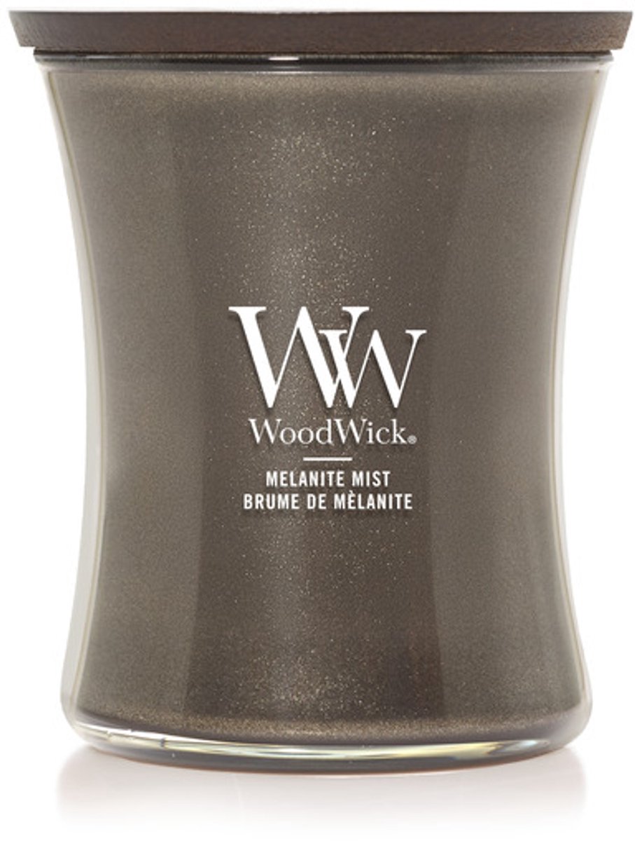 WoodWick Precious Metals - Melanite Mist - Medium Geurkaars - Antraciet