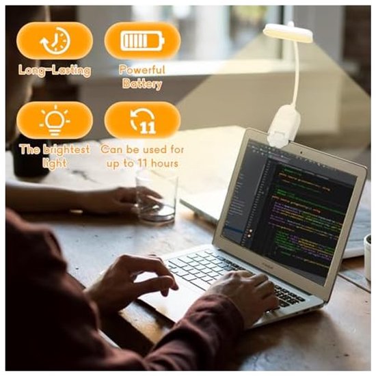 Leeslamp, flexibele, 360° oplaadbare USB-leeslamp, bescherming tegen verduistering, geschikt voor boekenliefhebbers, beddengoed, kantoorartikelen, reisartikelen van Merkloos — afbeelding 5