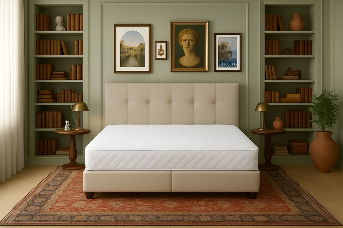 Boxspring Torino Vlak 180x220 cm Luxe Pocketvering Stof beige Gratis 2x Hoofdkussens