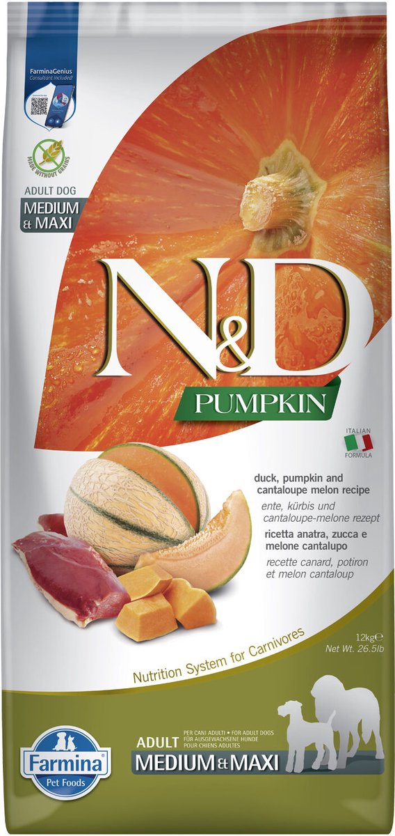N&D N&D Pumpkin hondenvoeding Eend medium/maxi 12 kg