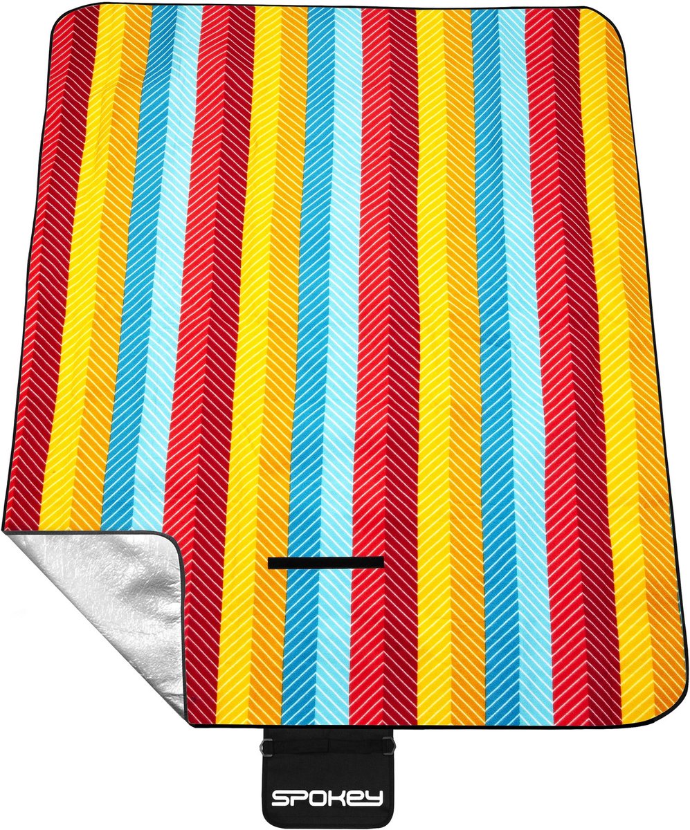 Spokey PICNIC GRAIN Picknickdeken - Gestreept - 130 x 150 cm - 3-laags - Polar fleece - PE-schuim - Aluminiumfolie - Draagriem
