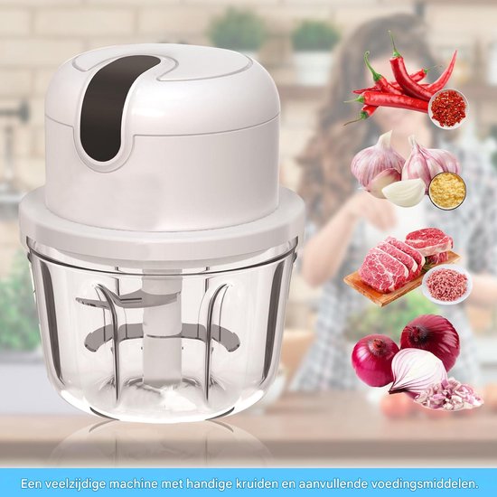Ynkkvre - Elektrische Hakker met USB - Mini Voedselverwerker 100/250/350 ml - Elektrische Groente- en Fruit Snijder - 3 Scherpe Messen - Multi Hakker van Ynkkvre — afbeelding 2