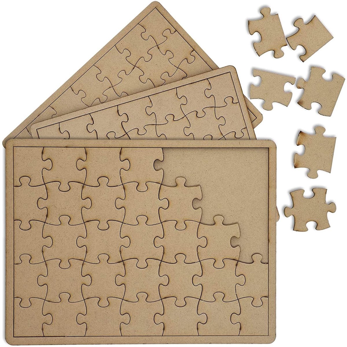 Blanco DIY Puzzel (3 Pack) - Houten Decoratie met Frame - 35 Stuks per Puzzel - 27,4 cm x 19,7 cm x 0,6 cm