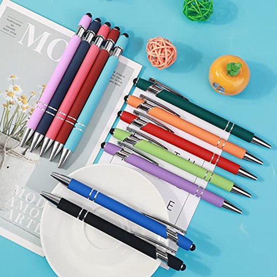 YQ-S025 Balpen Set - 12 stuks - Soft Touch met Stylus - Zwart — afbeelding 4