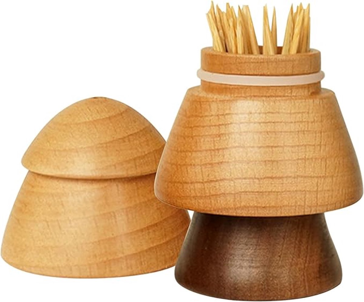 Houten tandenstoker opbergdoos, tandenstokerdoos voor huishoudelijk gebruik, 2,05x2,05x3,35 inch, stijlvol en compact houten materiaal, hygiënische doos, gemakkelijk toegankelijk, geschikt voor thuis, keuken, restaurant en hotel.