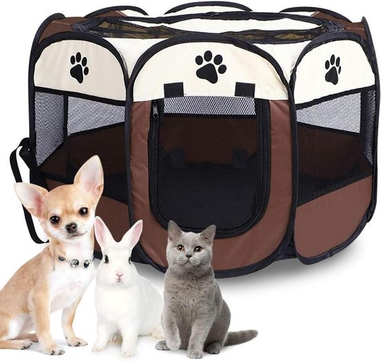 UNDERDOG 8 Panel Box Geschikt voor honden/puppy's/katten en konijnen opvouwbaar ideaal voor binnen/buiten gebruik puppy speelpen (61cm, zwart