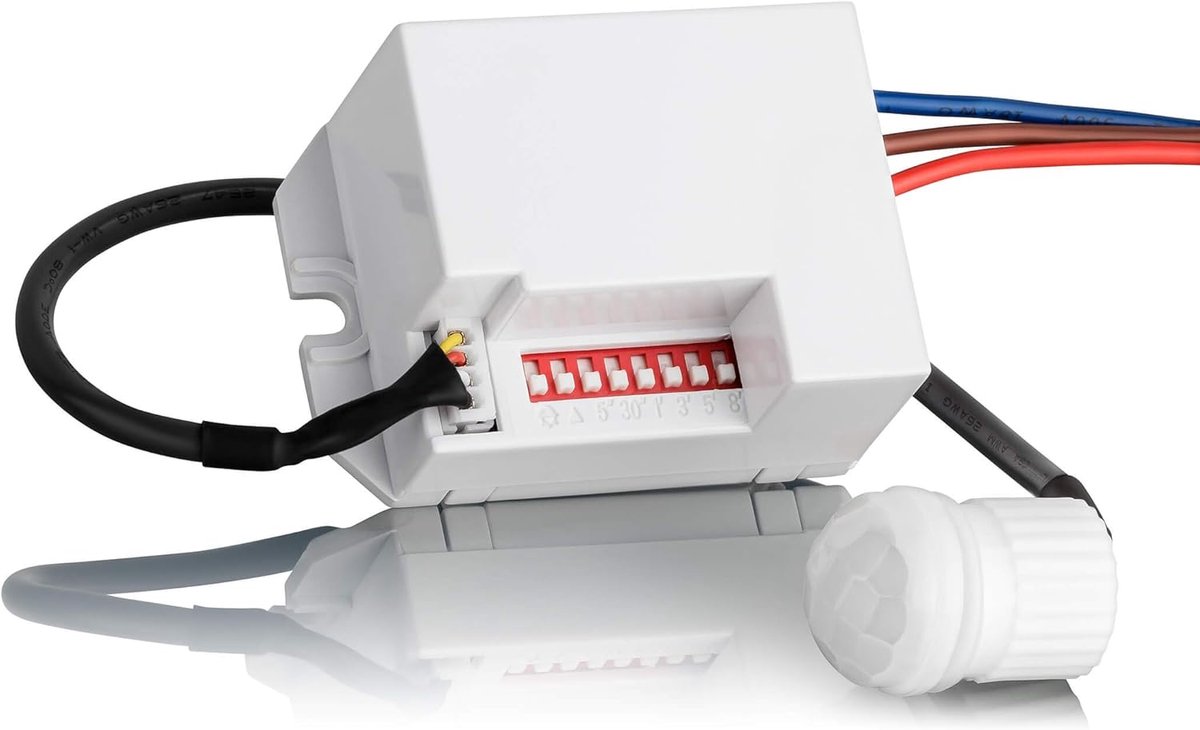 Mini Inbouw Bewegingssensor voor Binnen - 360° Detectie tot 6m, LED Geschikt