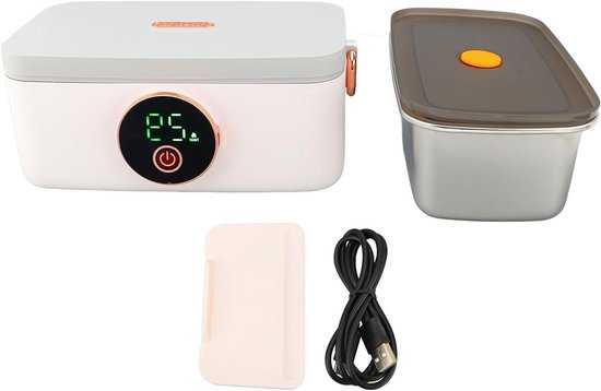 Elektrische Lunchbox met USB Oplaadfunctie voor Warme Maaltijden Onderweg - Ideaal voor Werk en Kantoor