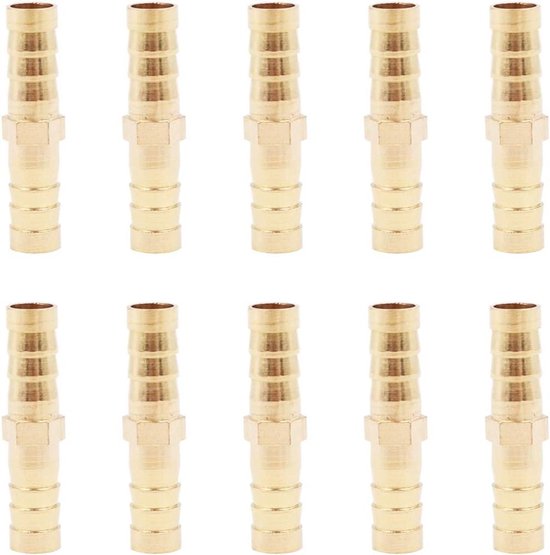 JUN-H 4PCS 6mm T-Stück Messing Schlauchverbinder Schlauchverlängerung