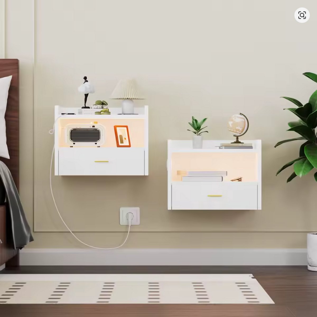 Bijzettafel Vierkant Nachtkastje 2-delig Nachtkastje met USB