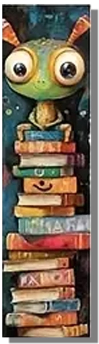 Boekenlegger Boekenwurm – Bladwijzer - Dubbelzijdig – 15 × 4 cm – Stevig karton