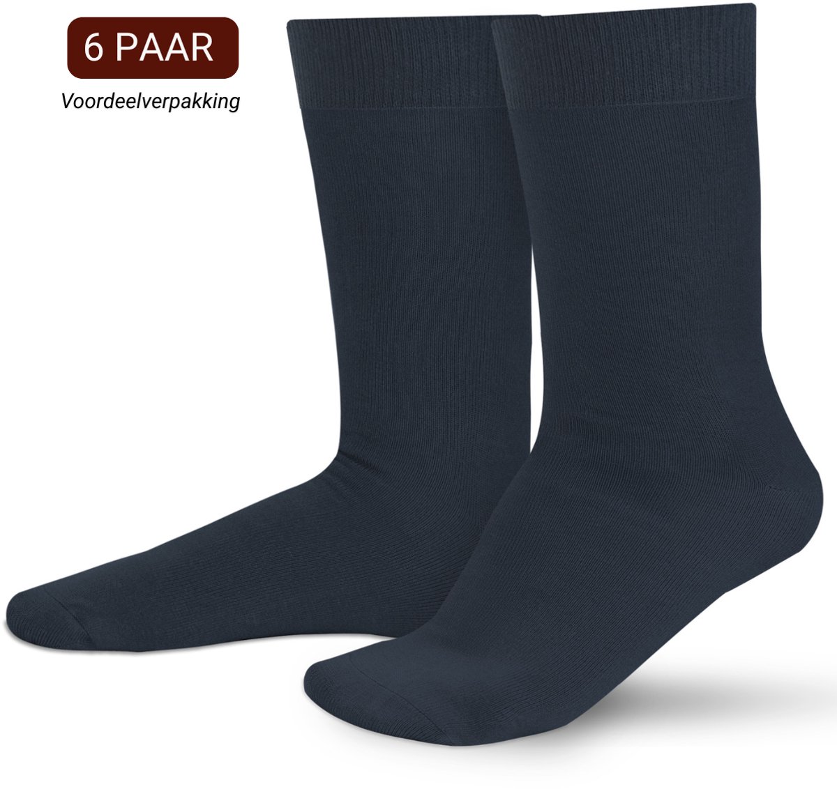 Sukats® Katoenen Sokken - 6 Paar - Navy Blue - Maat 43-46 - Herensokken - Smart Casual - Meerdere Maten en Kleuren - Herensokken katoen - Naadloos
