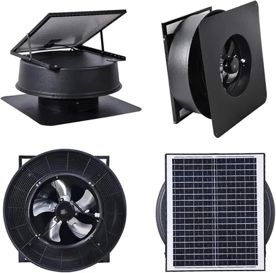URPIZY Ventilatorset voor zonnepanelen, 25 W op zonne-energie, waterdichte buitenventilator op zonne-energie voor kippenhondenschuurhuizen, kassen, camperdak