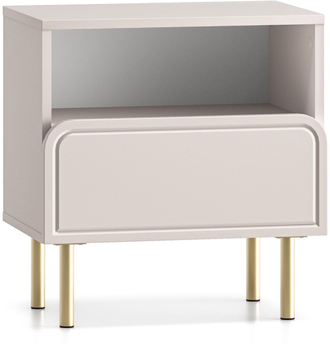 Selsey Loppa – Nachtkastje met lade en open vak, kasjmierbeige, 50 cm