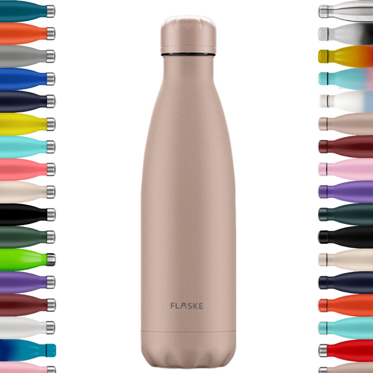 FLASKE Original Match Drinkfles 500 ml - Geïsoleerde RVS Waterfles - BPA-vrij - 12u Warm & 24u Koud - Geschikt als Thermosfles en Thermoskan - Water Bottle Stainless Steel - Cloud