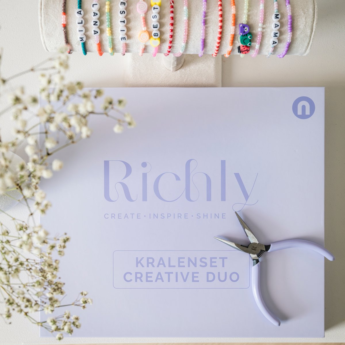 Richly® Kralen set Creative Duo - Armbandjes maken meisjes - 9000+ kralen - gratis E-BOOK - Complete set & Premium verpakking - Sieraden Maken Volwassenen - Letterkralen - Kralen ketting - Bedels & Gouden RVS-accessoires - Knutselen meisjes — afbeelding 8