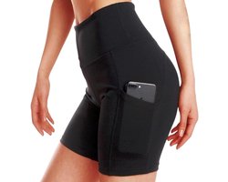 PACE Pocket Short - Korte Sportbroek - Dames Sportlegging - Short met Zakken - Korte Broek - met zakken - Comfortabel - Zwart - Maat L
