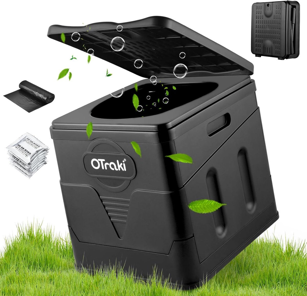 OTraki Opvouwbaar Campingtoilet – 330 Kg Draagkracht – Incl. 12 Zakken En Urineverharder – Lichtgewicht (1,4 Kg) – Multifunctioneel