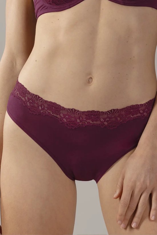 Slip femme en kanten Nina von C - Jazzpant Modal - Sous-vêtement femme en dentelle - Zwart et blanc - 44 - Violet