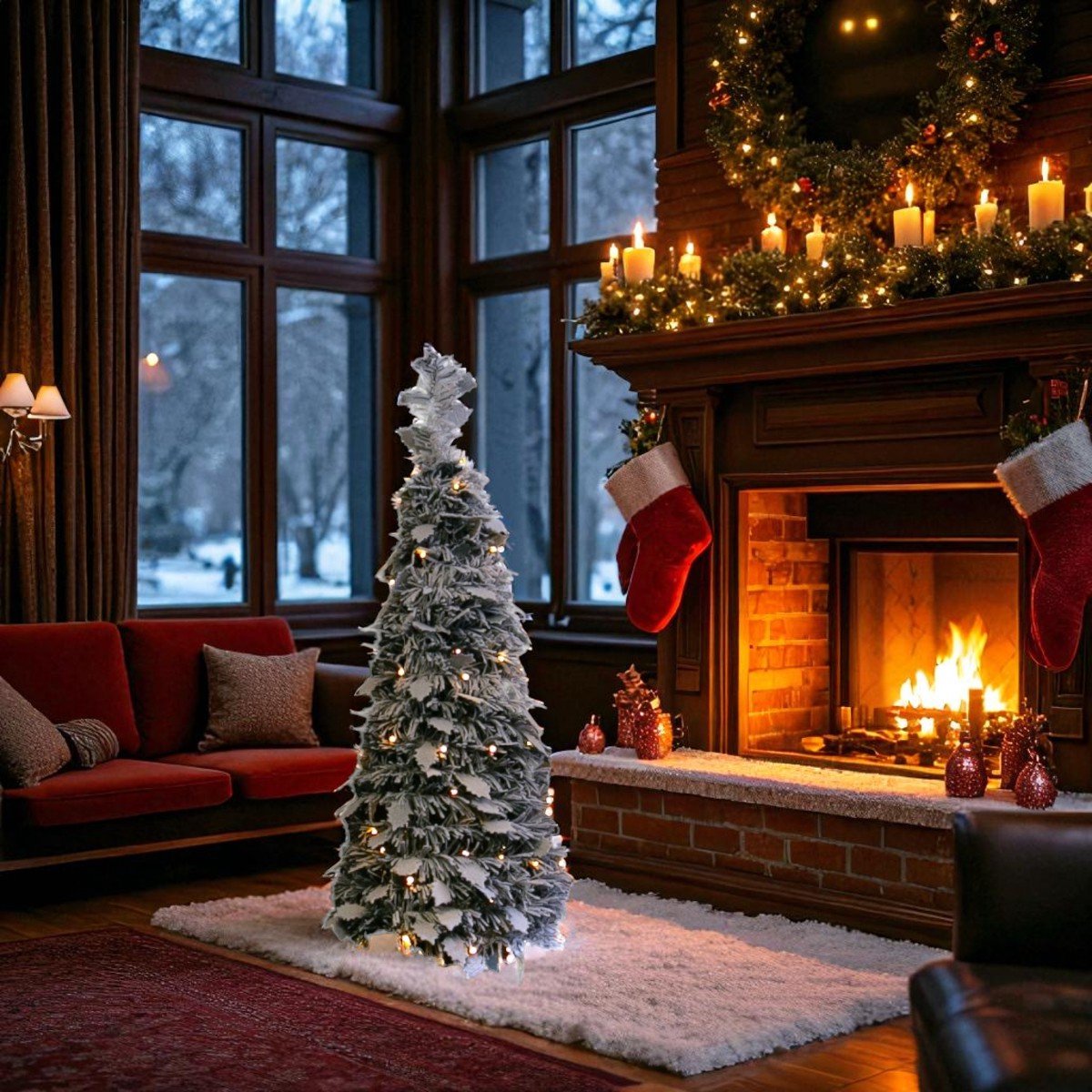 Pop-up kerstboom 90 cm met sneeuw en 100 LED lampjes