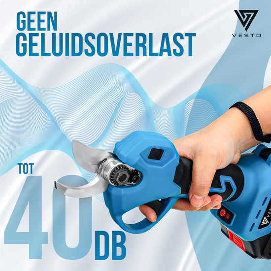 Vesto® Elektrische Snoeischaar met verlengsteel - Draadloos met 2 Accu's en Opbergkoffer - Professioneel Takkenschaar voor 28mm - Tuinschaar — afbeelding 3