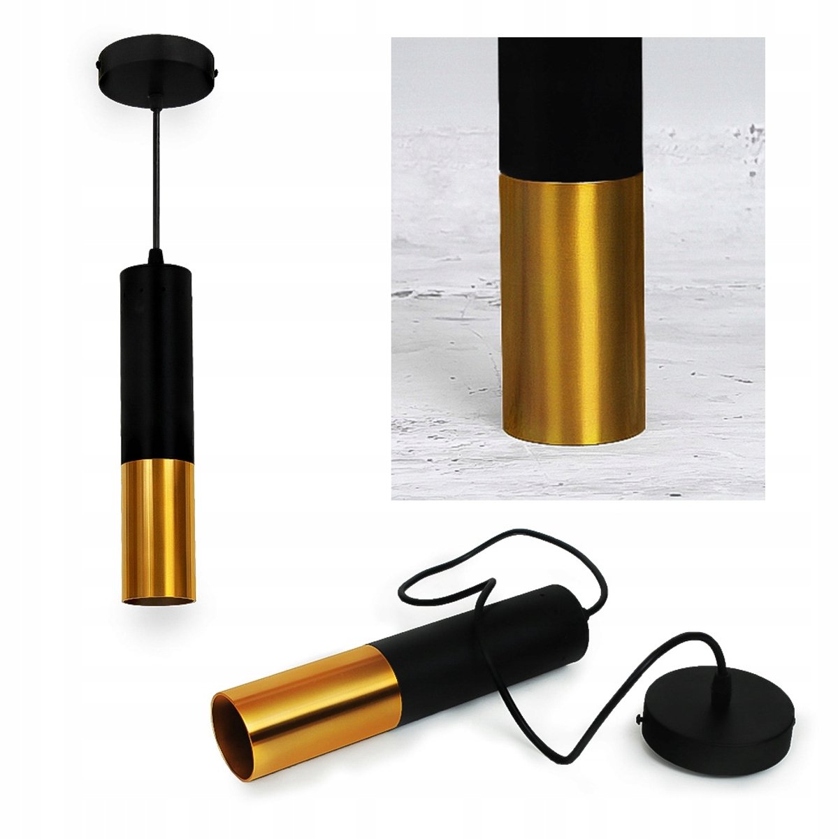 Glamour Hanglamp Zwart Goud - Moderne Ronde Lamp