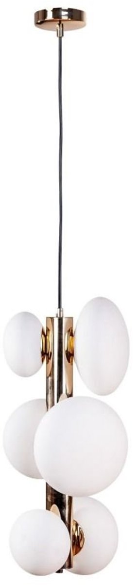 Gouden hanglamp OMI 1195 Zuma Line met witte glazen kap