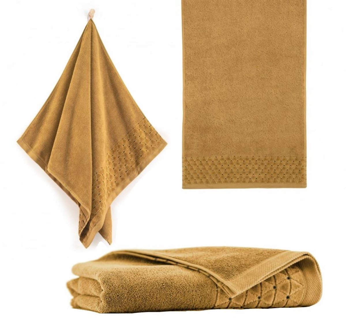 Zwoltex Oscar Handdoek 30x50cm - Zacht Egyptisch Katoen 500g/m² Mosterdgeel