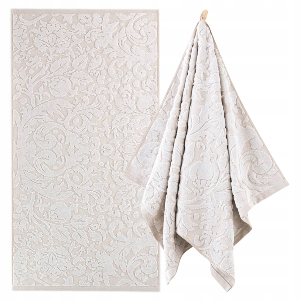 Zwoltex Barok Handdoek - Egyptisch Katoen, Beige, 50x100cm, 500g/m²