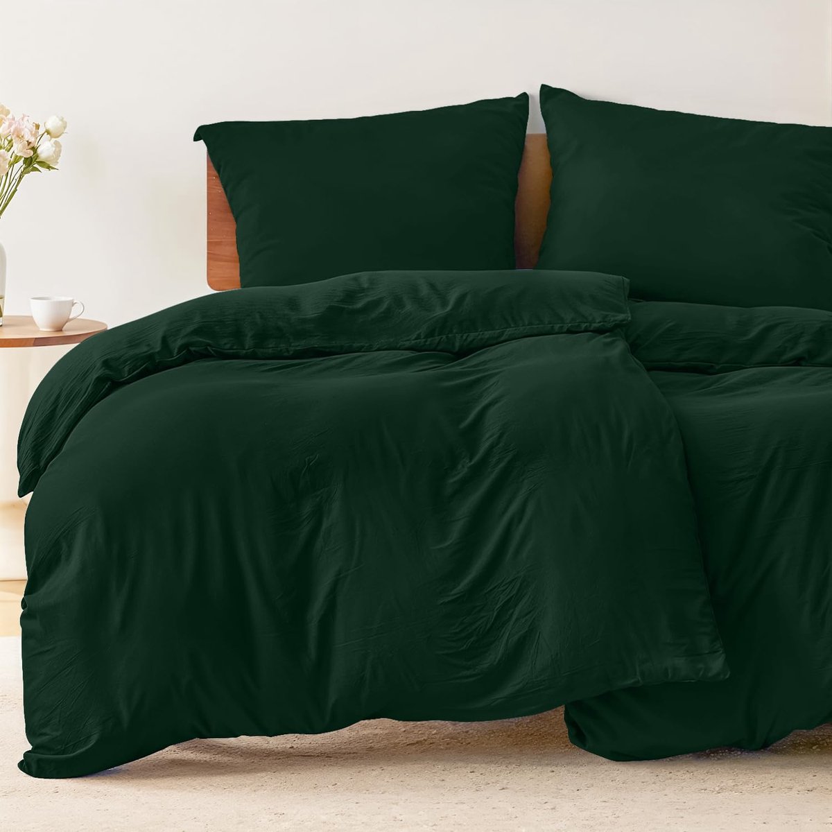 Unyqoos Zachte en Onderhoudsvriendelijke Beddengoedset van Microvezel voor Comfortabel Slapen Groen