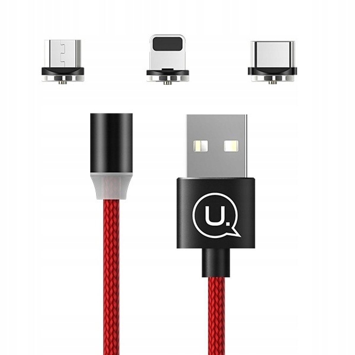 USAMS 3-in-1 magnetische kabel 1M - USB-C, Micro USB, Lightning