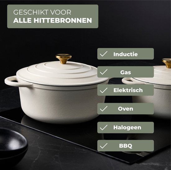 Overmont Cocotte en fonte émaillée - Casserole de 4,7 l avec couvercle - Livre d