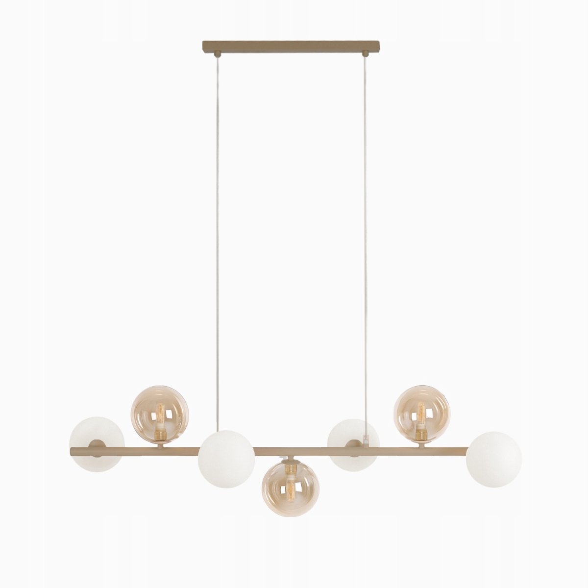 Hanglamp Eettafel Bar 7 Amber Melkglas Cape Beige Metaal