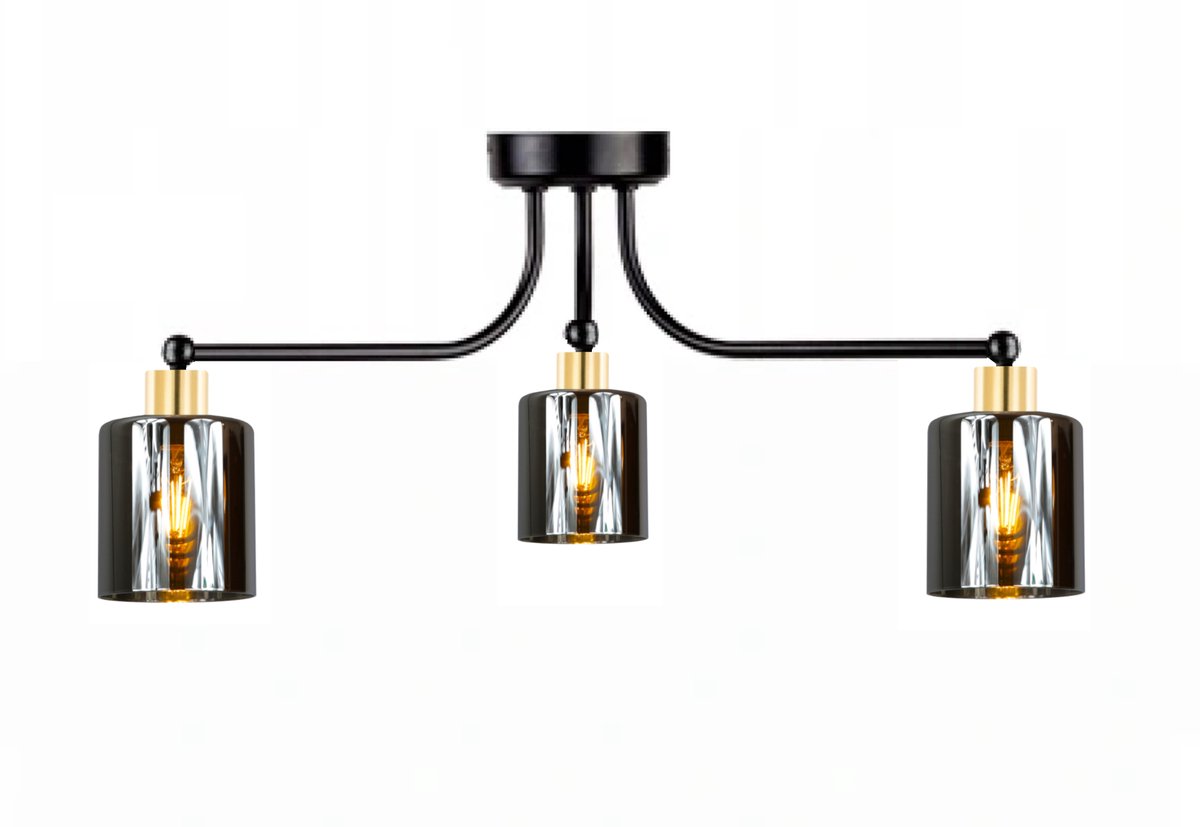 Hanglamp Goud Zwart Metaal Glas E27 3x60W
