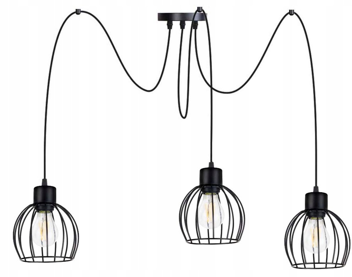 Hanglamp ZWISS Loft met 3xE27 kap - Zwart Metaal