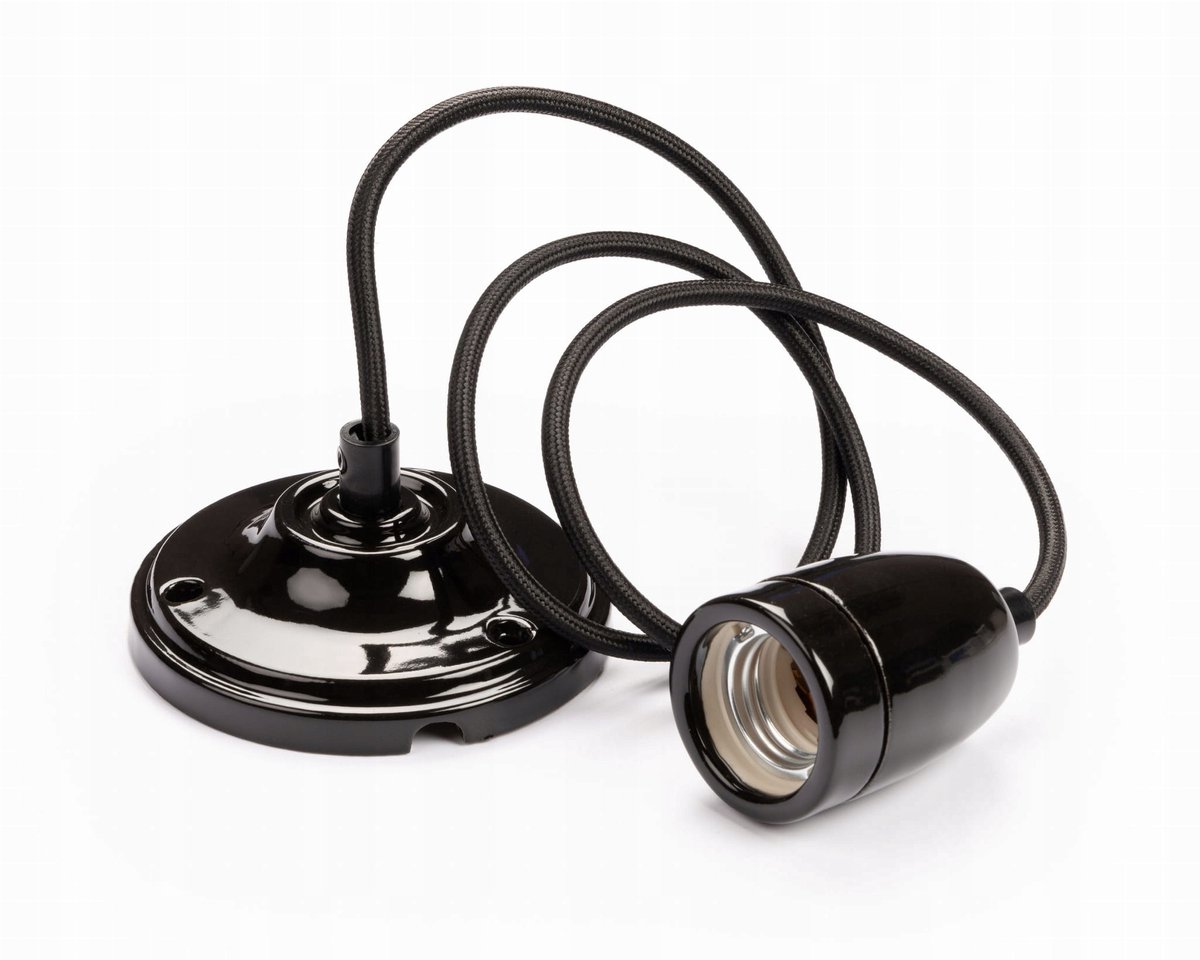 Zwarte Keramieken Hanglamp E27 - Stijlvolle Loft Verlichting