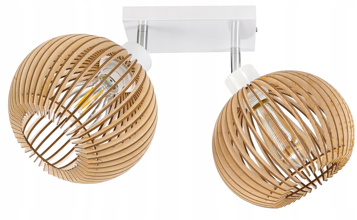 Loft Plafondlamp Hout 2xE27 Verstelbaar